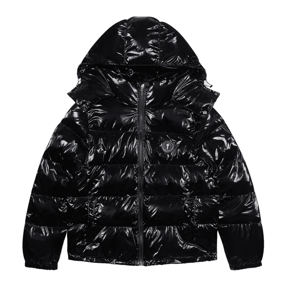 Trapstar Irongate Detachable Hooded Puffer Jacket Shiny Black